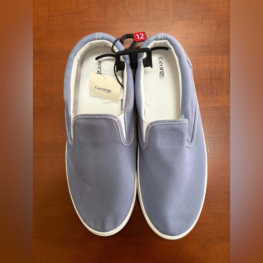 NWT George Men's Canvas Slip-Ons - Light Blue men’s size 12